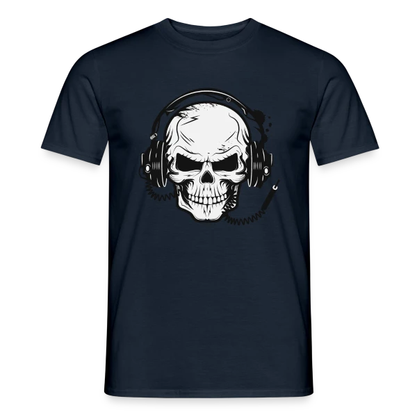 Maquette de T-shirt homme « Tête de Mort Casque Audio - Esprit Rock » à personnaliser