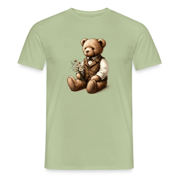 Maquette de T-shirt homme « Teddy Vintage Fleuri: Douce Nostalgie » à personnaliser