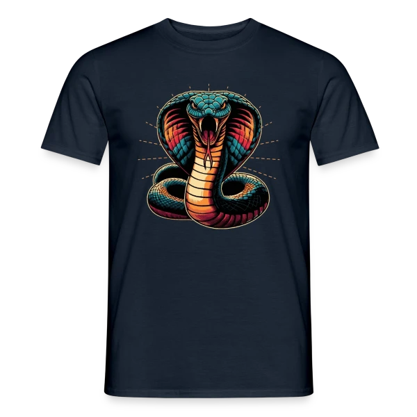Maquette de T-shirt homme « Cobra Royal Éclatant : Style Dynamique et Vives Couleurs » à personnaliser