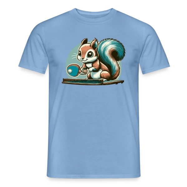 Maquette de T-shirt homme « L'Écureuil Champion de Ping-Pong Cartoon » à personnaliser