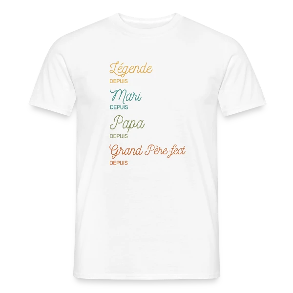 Maquette de T-shirt homme « Grand Père-fect : Légende Personnalisée (Papa, Mari) » à personnaliser
