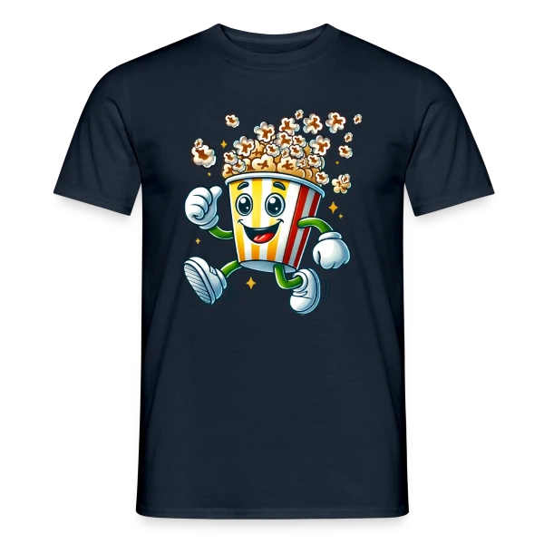 Maquette de T-shirt homme « Popcorn Comique : La Star de Vos Soirées Ciné » à personnaliser