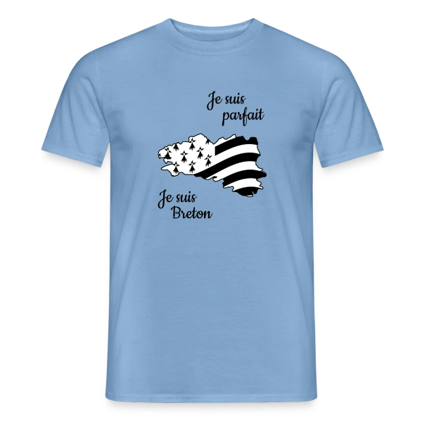 Maquette de T-shirt homme « "Je suis Breton, donc parfait !" » à personnaliser