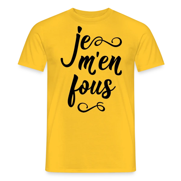 Maquette de T-shirt homme « Je m'en Fous : L'Affirmation Décontractée » à personnaliser