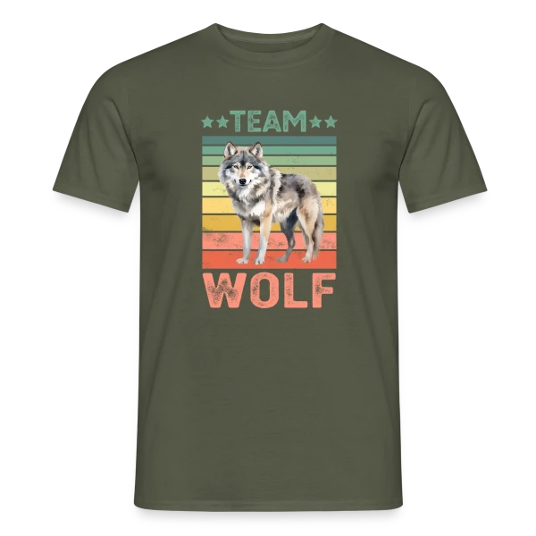 Maquette de T-shirt homme « Équipe Loup Rétro » à personnaliser