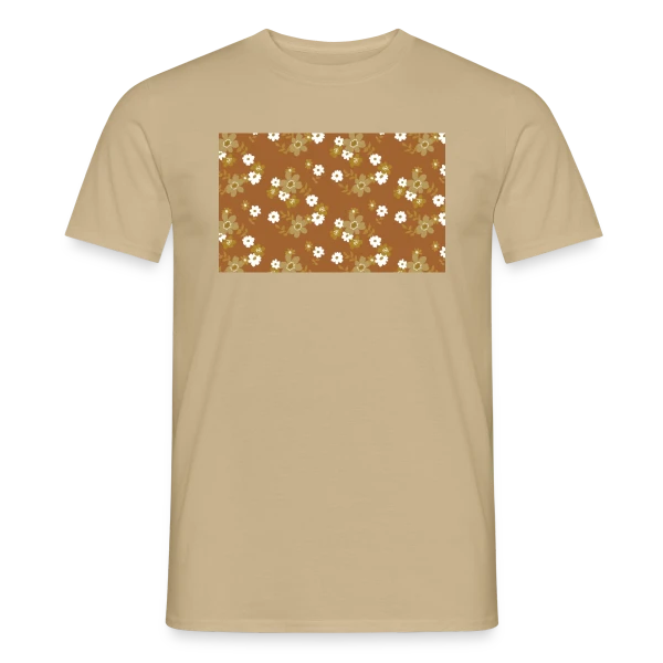 Maquette de T-shirt homme « Fleurs Rétro Années 70 » à personnaliser