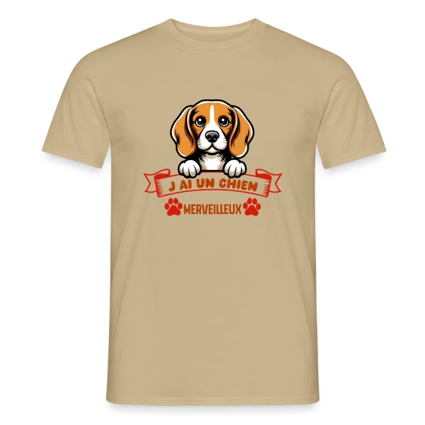 Maquette de T-shirt homme « Beagle Adorable » à personnaliser