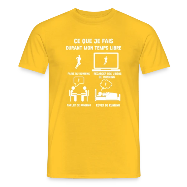 Maquette de T-shirt homme « Mon Temps Libre ? Je Fais du Running ! » à personnaliser