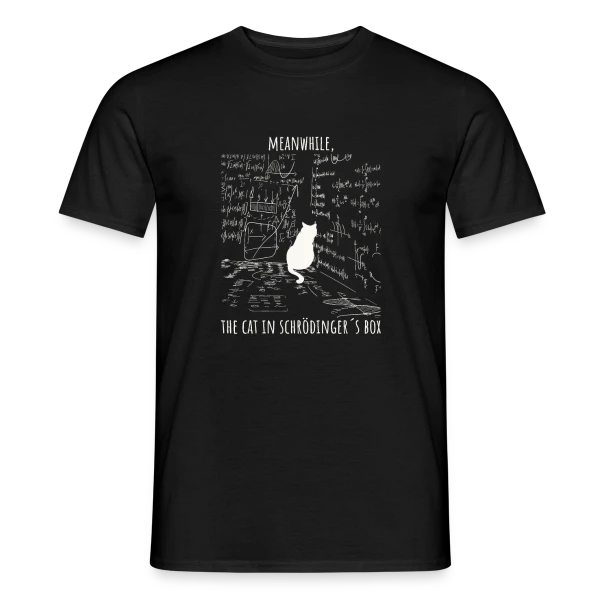 Maquette de T-shirt homme « Humour de Schrödinger | Chat Quantique » à personnaliser