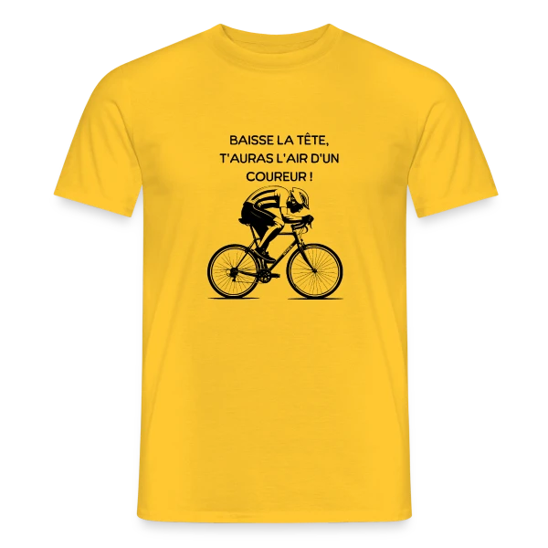 Maquette de T-shirt homme « Cyclisme Humour - Design Minimaliste Vélo » à personnaliser