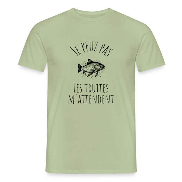 Maquette de T-shirt homme « Pêcheur Passionné - Humour Au Bord de L'Eau » à personnaliser