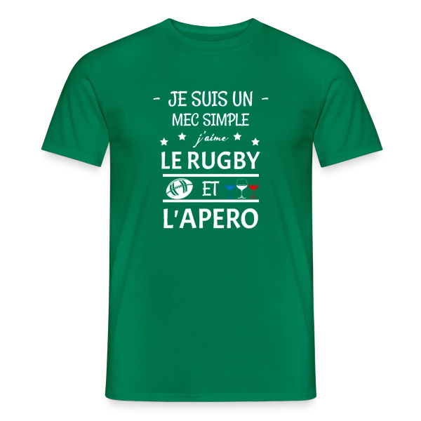 Maquette de T-shirt homme « Rugby & Apéro : L'Esprit Convivial » à personnaliser