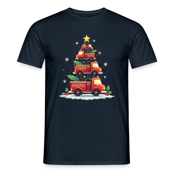 Camion de Pompiers Amusant - Noël sur T-shirt homme