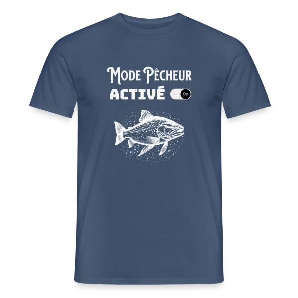 Maquette de T-shirt homme « Mode Pêcheur Activé : Design Minimaliste » à personnaliser