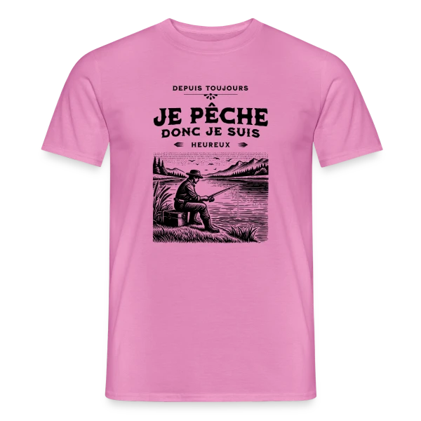 Maquette de T-shirt homme « Je Pêche, Je Suis Heureux : T-shirt Éloquent » à personnaliser