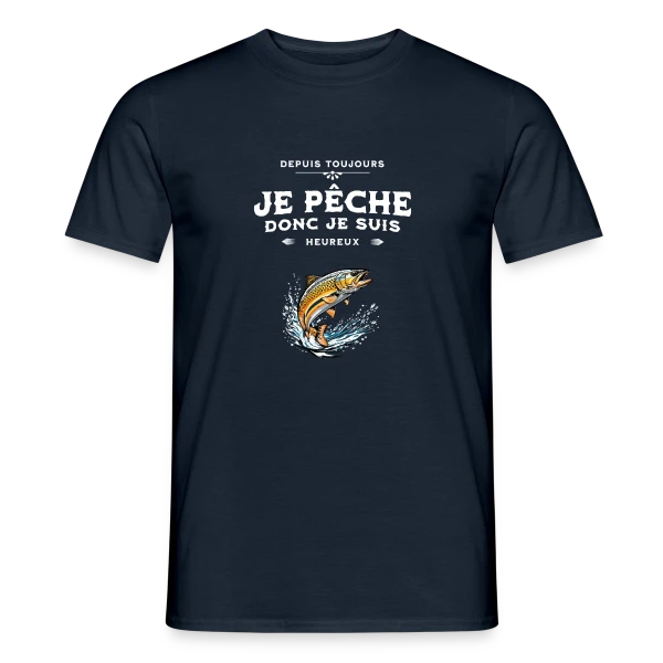 Maquette de T-shirt homme « Pêche & Bonheur : Le T-shirt Coloré » à personnaliser