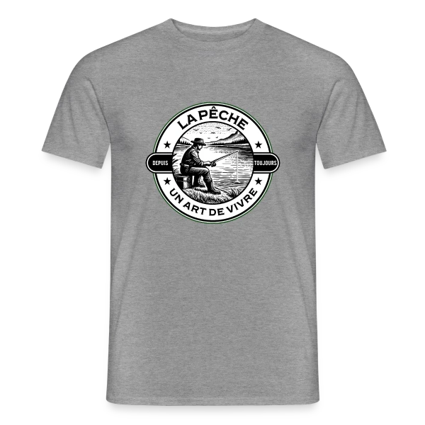 Maquette de T-shirt homme « Pêche en Famille : Sobriété et Élégance » à personnaliser
