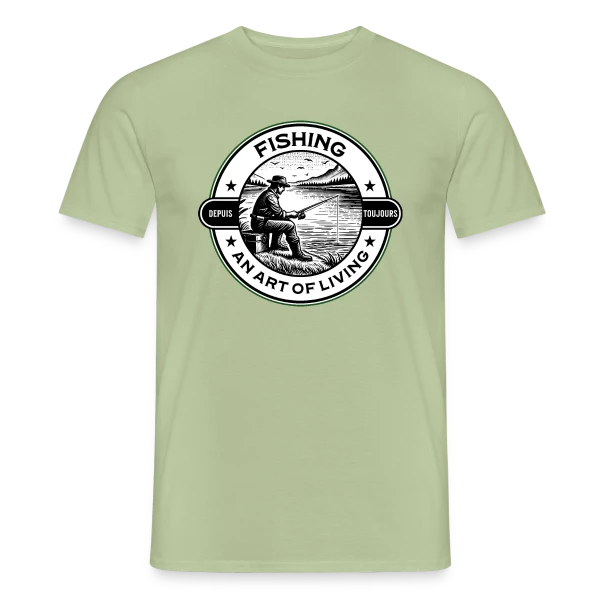 Maquette de T-shirt homme « La Pêche : Un Art de Vivre Élégant » à personnaliser
