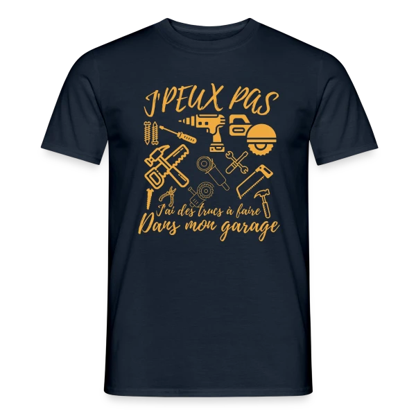 Maquette de T-shirt homme « 'J'Peux Pas J'Ai Bricolage' - Humour Papa Bricoleur » à personnaliser