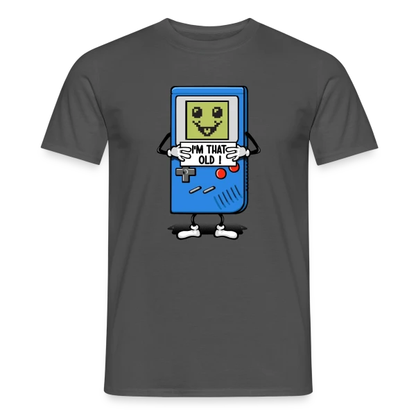 Maquette de T-shirt homme « Vieux comme une console rétro » à personnaliser