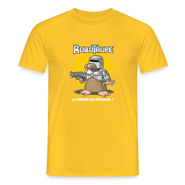 Maquette de T-shirt homme « Robotaupe, Terreur du Jardin » à personnaliser