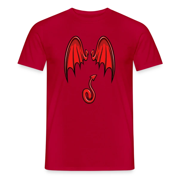 Maquette de T-shirt homme « Ailes & Queue de Diable Cartoon » à personnaliser