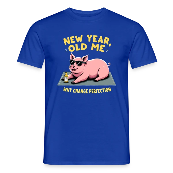 Maquette de T-shirt homme « Nouvel An Humoristique - Cochon Détendu » à personnaliser