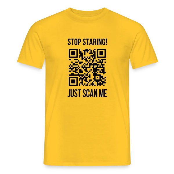 Maquette de T-shirt homme « QR Code Gentillesse : Scanne et Sois Bienveillant » à personnaliser