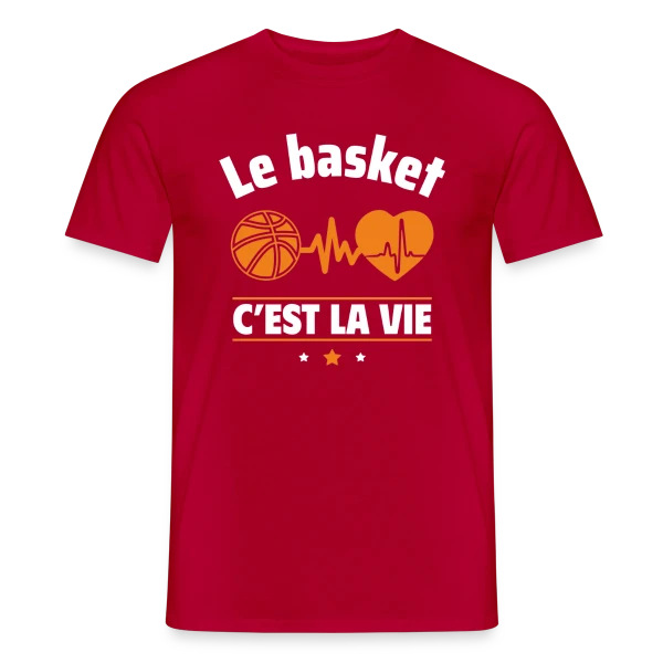 Maquette de T-shirt homme « Le Basket, C'est la Vie ! » à personnaliser