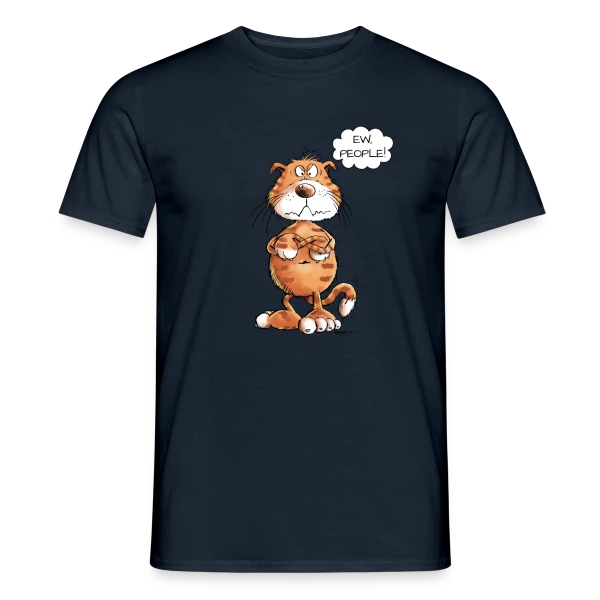 Maquette de T-shirt homme « Chat grincheux rouge "Ew People" - Sarcasme félin » à personnaliser