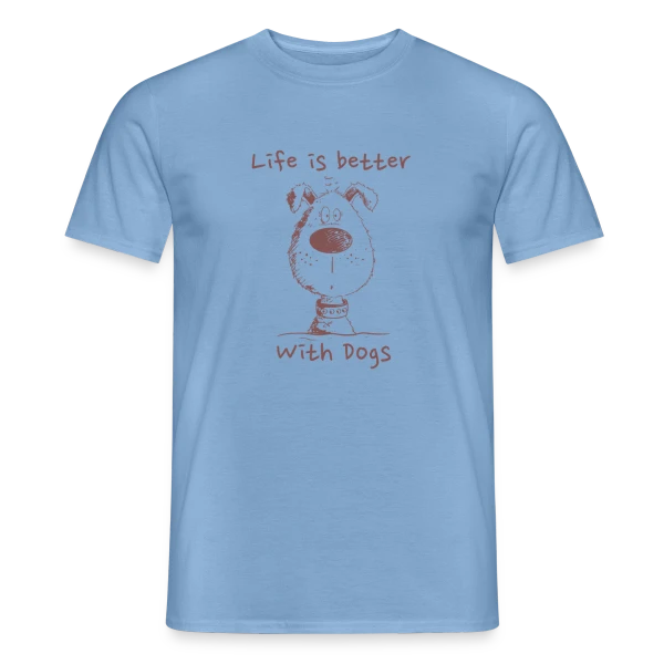 Maquette de T-shirt homme « Life Is Better With Dogs - Chien cartoon monochrome » à personnaliser