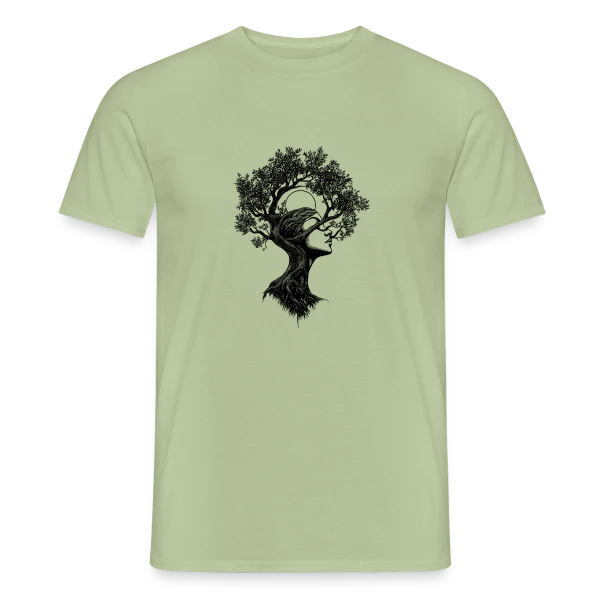 Maquette de T-shirt homme « Arbre Femme Bohème Mystique » à personnaliser