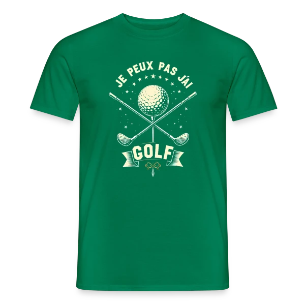 Maquette de T-shirt homme « Je Peux Pas, J'Ai Golf - Humour Golfeur » à personnaliser