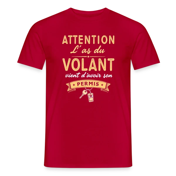Maquette de T-shirt homme « Cadeau Jeune Conducteur - Humour Permis » à personnaliser