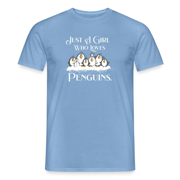 Maquette de T-shirt homme « Juste une fille qui adore les pingouins - T-shirt humour » à personnaliser