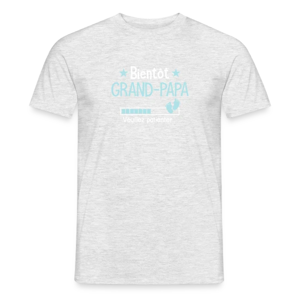 Maquette de T-shirt homme « Bientôt Grand-Papy : Annonce de Grossesse Humour » à personnaliser