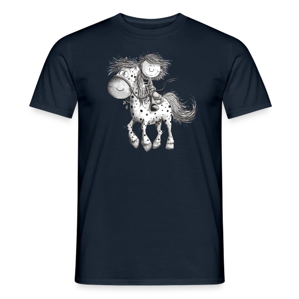 Cheval et cavalier rigolos - Dessin animé sur T-shirt homme