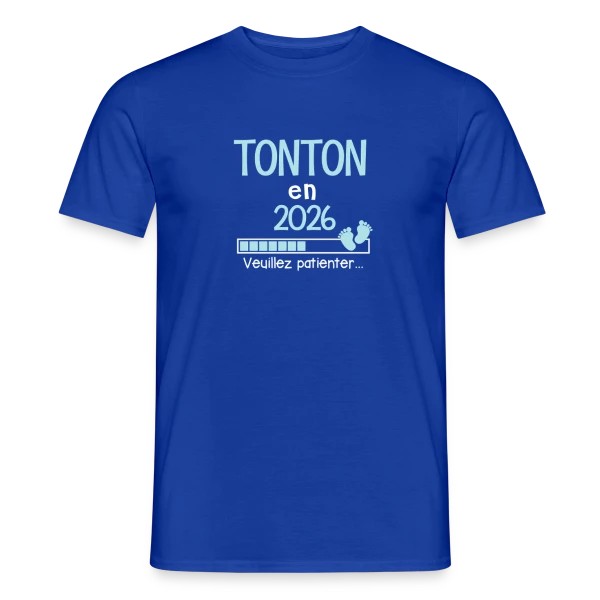 Maquette de T-shirt homme « Annonce Grossesse Tonton 2026 - Futur Tonton Humour » à personnaliser
