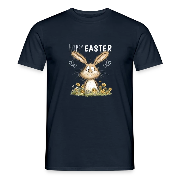 Maquette de T-shirt homme « Joyeuses Pâques Lapin Fleuri » à personnaliser