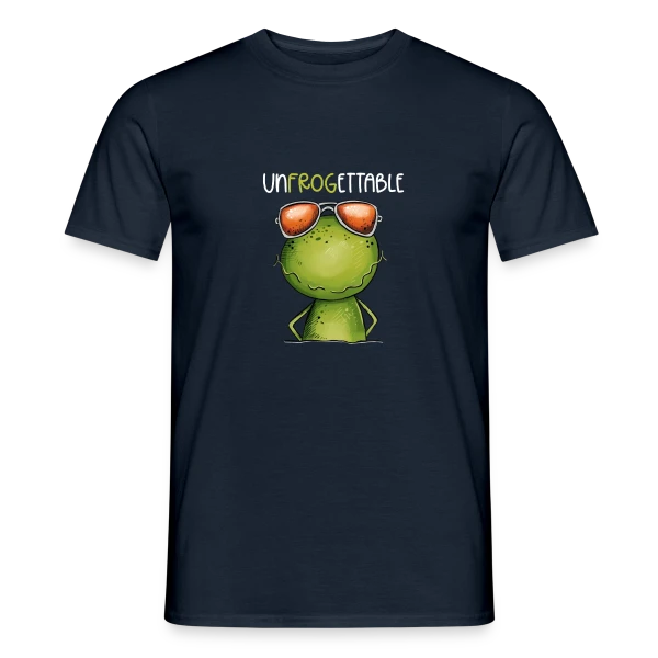Maquette de T-shirt homme « Grenouille Cool et Inoubliable » à personnaliser