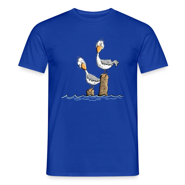 Mouettes drôles et mer du Nord sur T-shirt homme