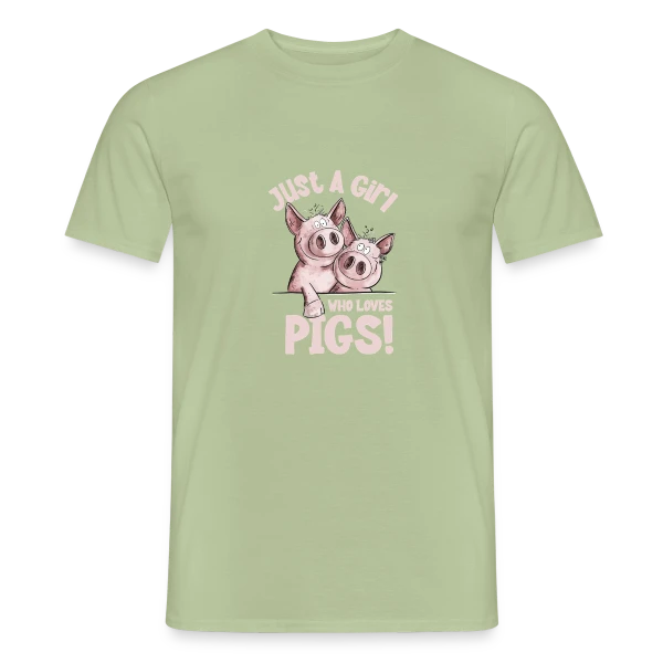 Maquette de T-shirt homme « Fille et Cochons Adorables » à personnaliser