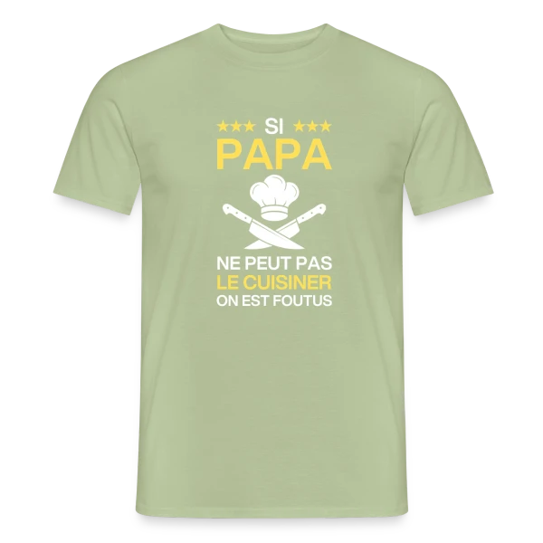 Maquette de T-shirt homme « Humour Papa Cuisinier - On est foutus ! » à personnaliser