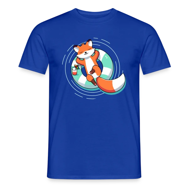 Maquette de T-shirt homme « Renard Chill' en Bouée Tropicale » à personnaliser