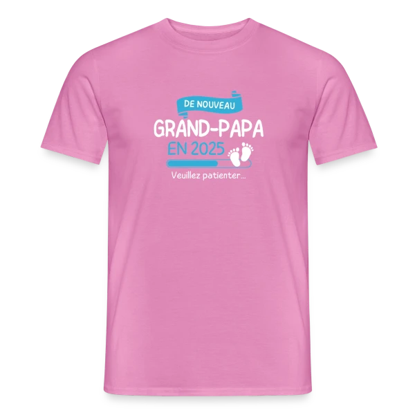 Maquette de T-shirt homme « 'De Nouveau Grand-Papa en 2025' ? Annonce Grossesse Humoristique » à personnaliser