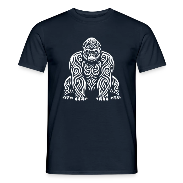 Maquette de T-shirt homme « Gorille Tribal - Design Ethnique Sauvage » à personnaliser