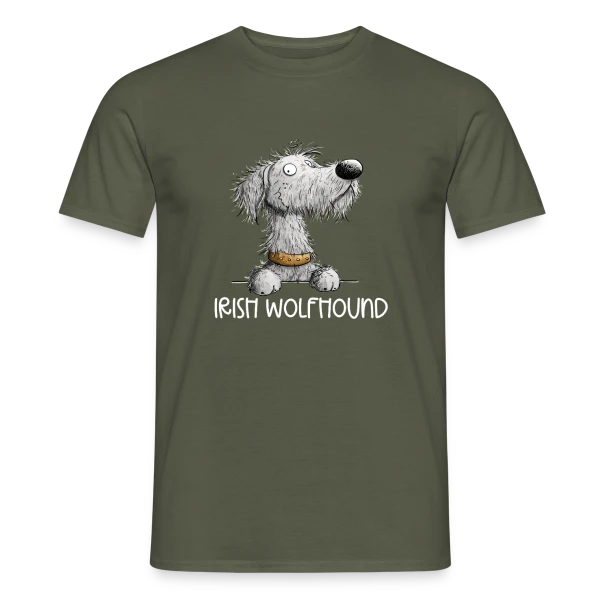 Maquette de T-shirt homme « Chien Cartoon Lévrier Irlandais - Envie de promenade » à personnaliser