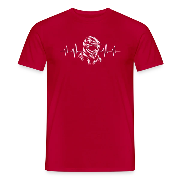 Casque Motocross & Battement de Cœur – Symbole Moto X sur T-shirt homme