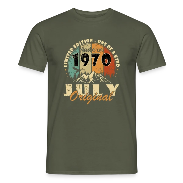 Maquette de T-shirt homme « Année de Naissance 1970 Édition Limitée » à personnaliser