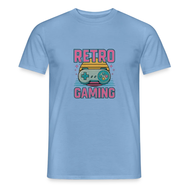 Maquette de T-shirt homme « Manette Rétro Gaming Années 90 » à personnaliser
